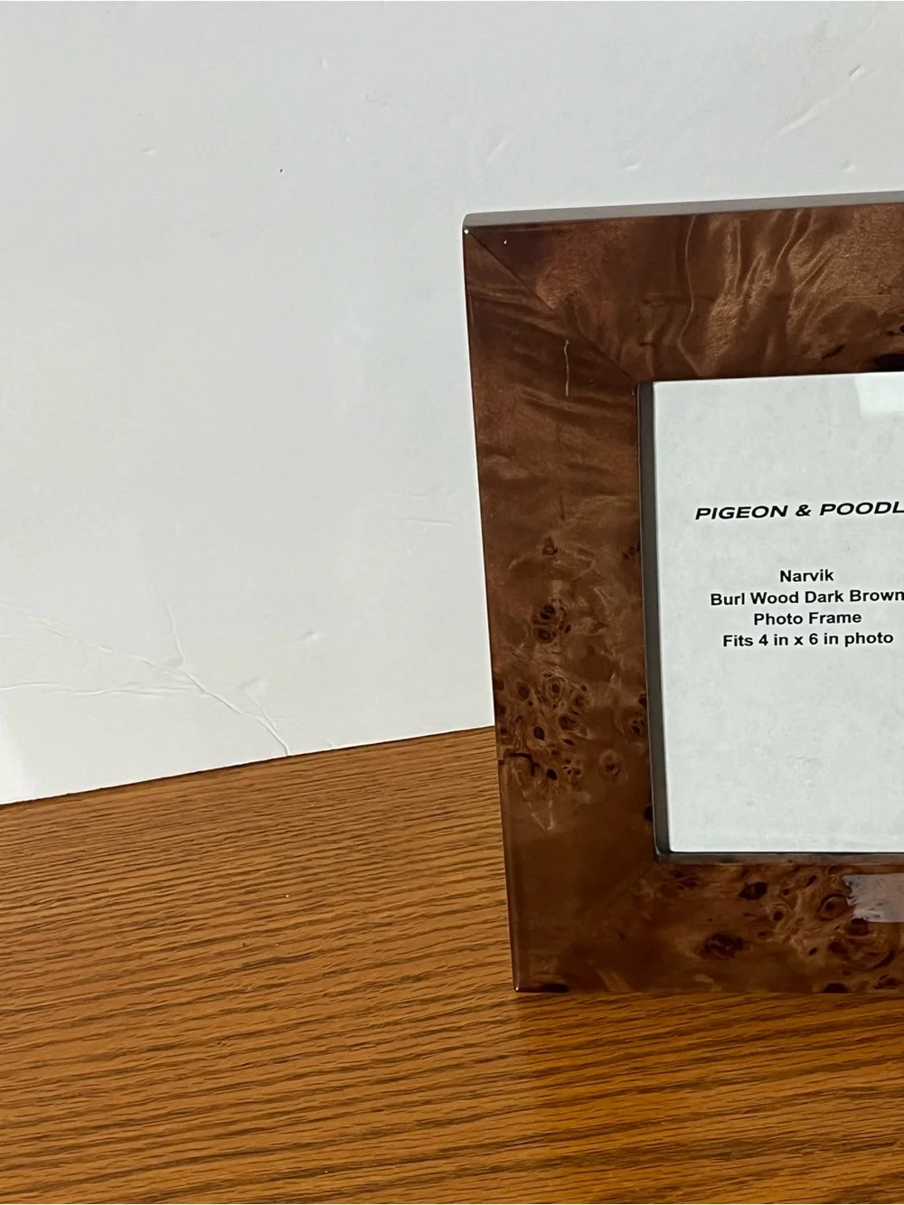 Pigeon & Poodle Narvik Burl Wood Dark Brown Photo Frame Tabletop 4x6